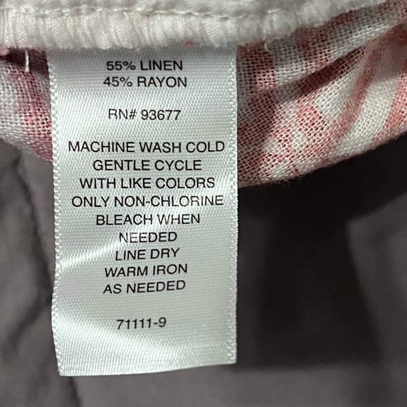 Liz Claiborne New High Waist Flat Front Geometric Red White Shorts XL LINEN - Picture 7 of 7